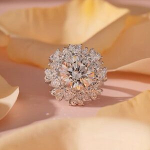 Cross-Border S925 Sterling Silver Women's Large Ring Five-Carat Proposal Ring Moissanite High Carbon Stone Manufacturer Empty Support Spot Wholesale