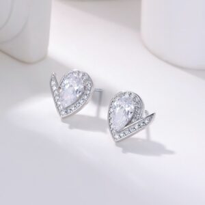 Cross-border foreign trade water drop D color diamond s925 sterling silver stud earrings female European and American 1 karat empty support zircon silver jewelry