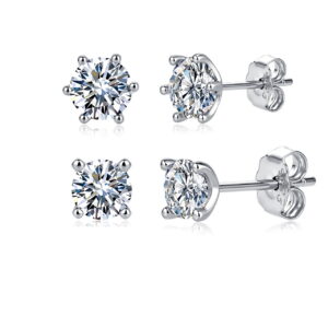 S925 Sterling Silver Six-Prong Moissanite Earrings, High-End, Classic, Simple, Versatile Women's Earrings, Wholesale in Stock