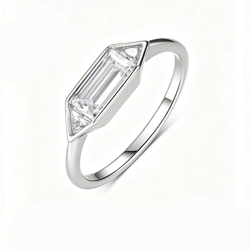 S925 Silver Geometric Moissanite Ring Normcore Accessible Luxury Design Women's Popular Ring