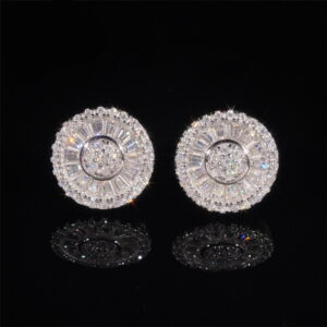 Drill Hair 2025 New Round Light Luxury 925 Silver Moissanite Square Flower Earrings Advanced Earrings Drill Pen