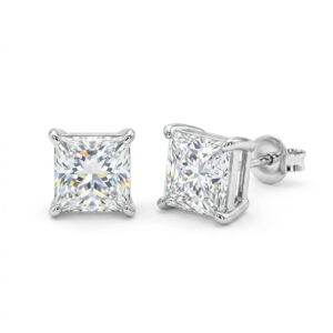 Princess cut moissanite earrings