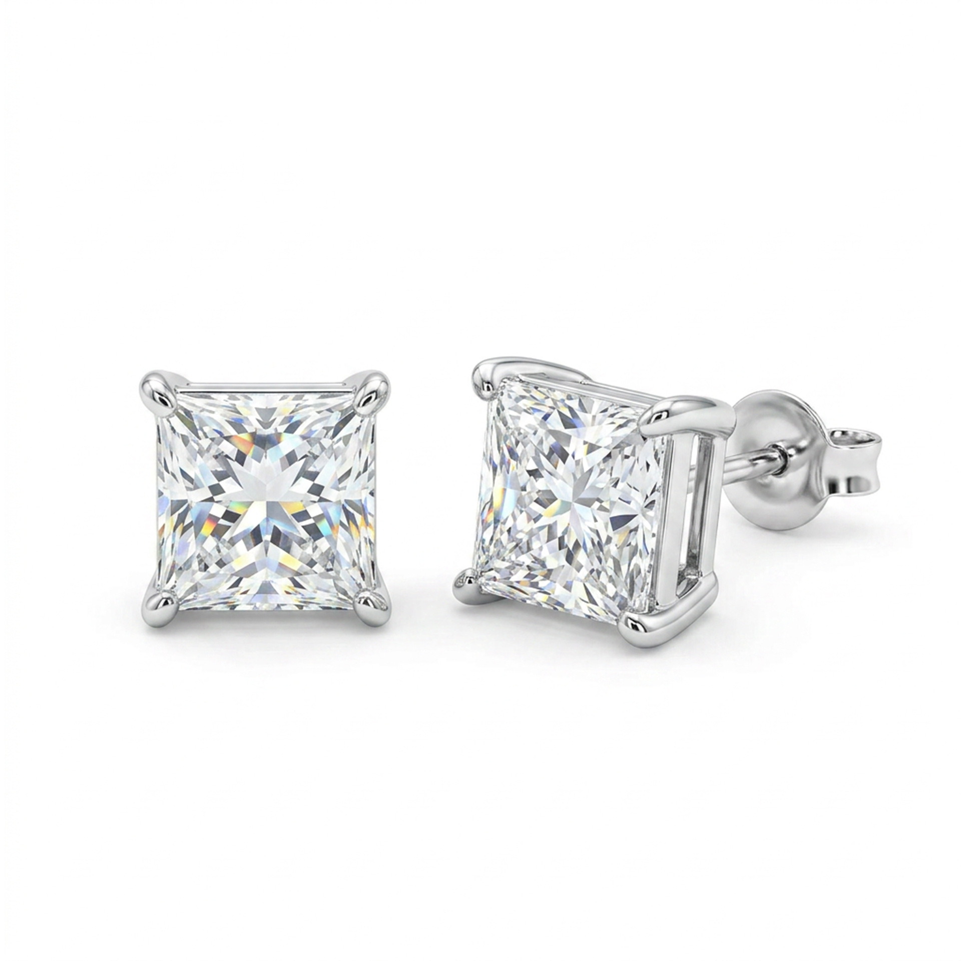 Princess cut moissanite earrings