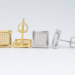 European and American Hip-Hop Square S925 Silver D Color Moissanite Earrings for Men and Women, Available in Stock and Can Be Tested with a Diamond Pen
