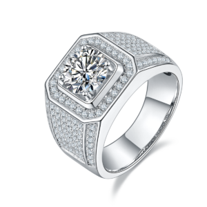 New 925 Ring Sterling Silver Ice Crystal VVS Moissanite Simple Wedding Ring Couple's Cross-border European and American Style Fashion Ring