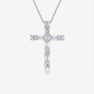 925 Silver Faith Pendant Necklace Fashionable Silver Jewelry Accessible Luxury High-End Moissanite Cross Clavicle Chain Wholesale