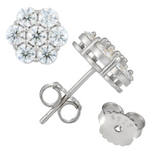 European and American Hip-Hop Cross-Border S925 Silver Straight Pin Moissanite Earrings Women's Jewelry Niche Design Flower Earrings Customization