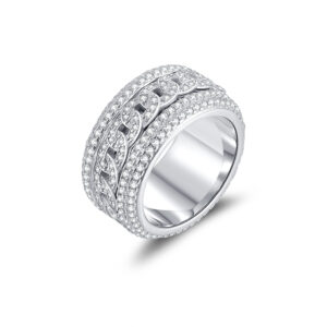 Iced out moissanite spinner ring