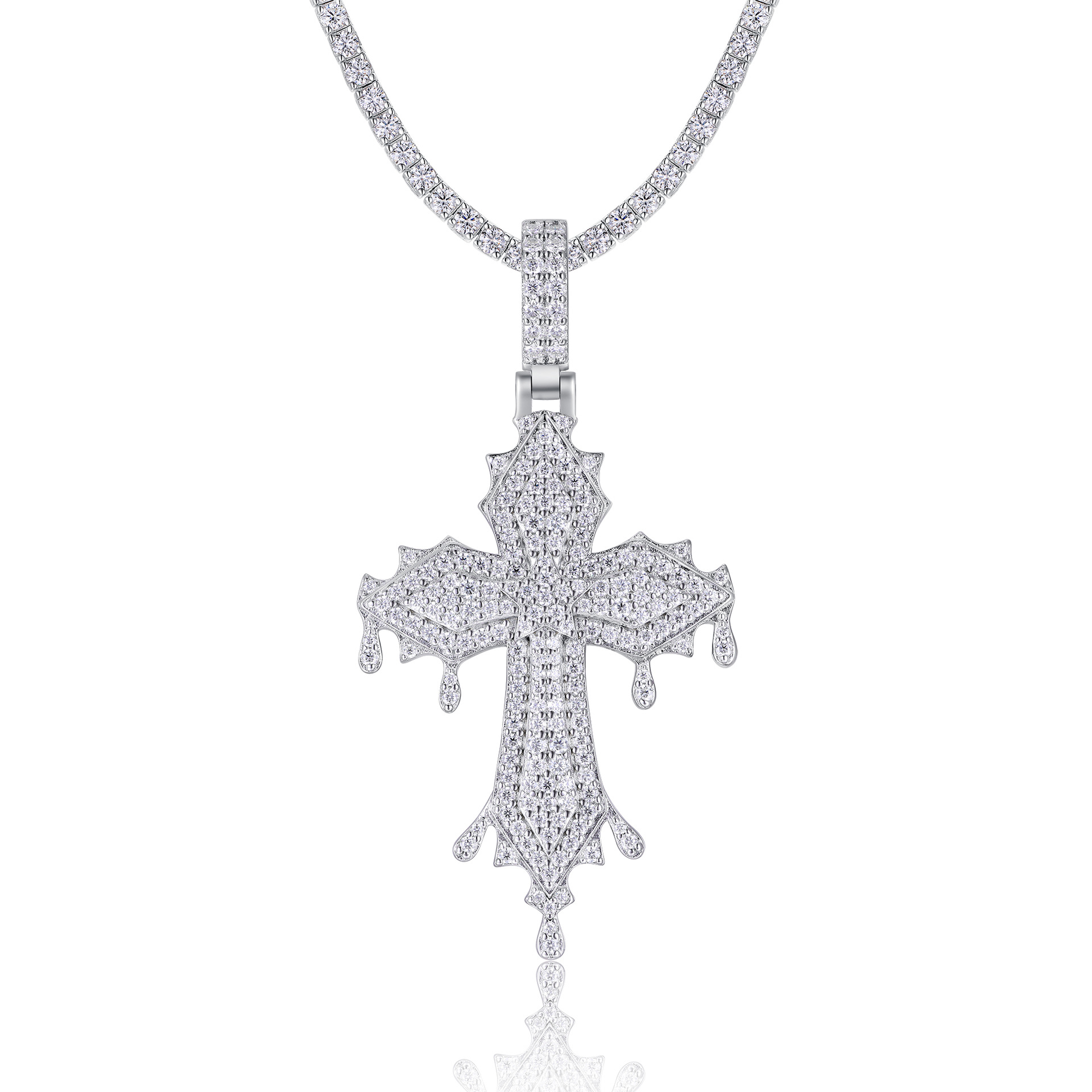 Cross-Border S925 Silver Inlaid Moissanite Pendant, Large and Bold, Can Be Worn with a Tennis Chain, Moissanite Tennis Necklace - Image 7