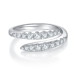 Cross-border Independent Station Hot Selling Ins Style Double Row Opening Mosan Diamond Wedding Ring Women's Silver Gold Plated Diamond Ring All-match