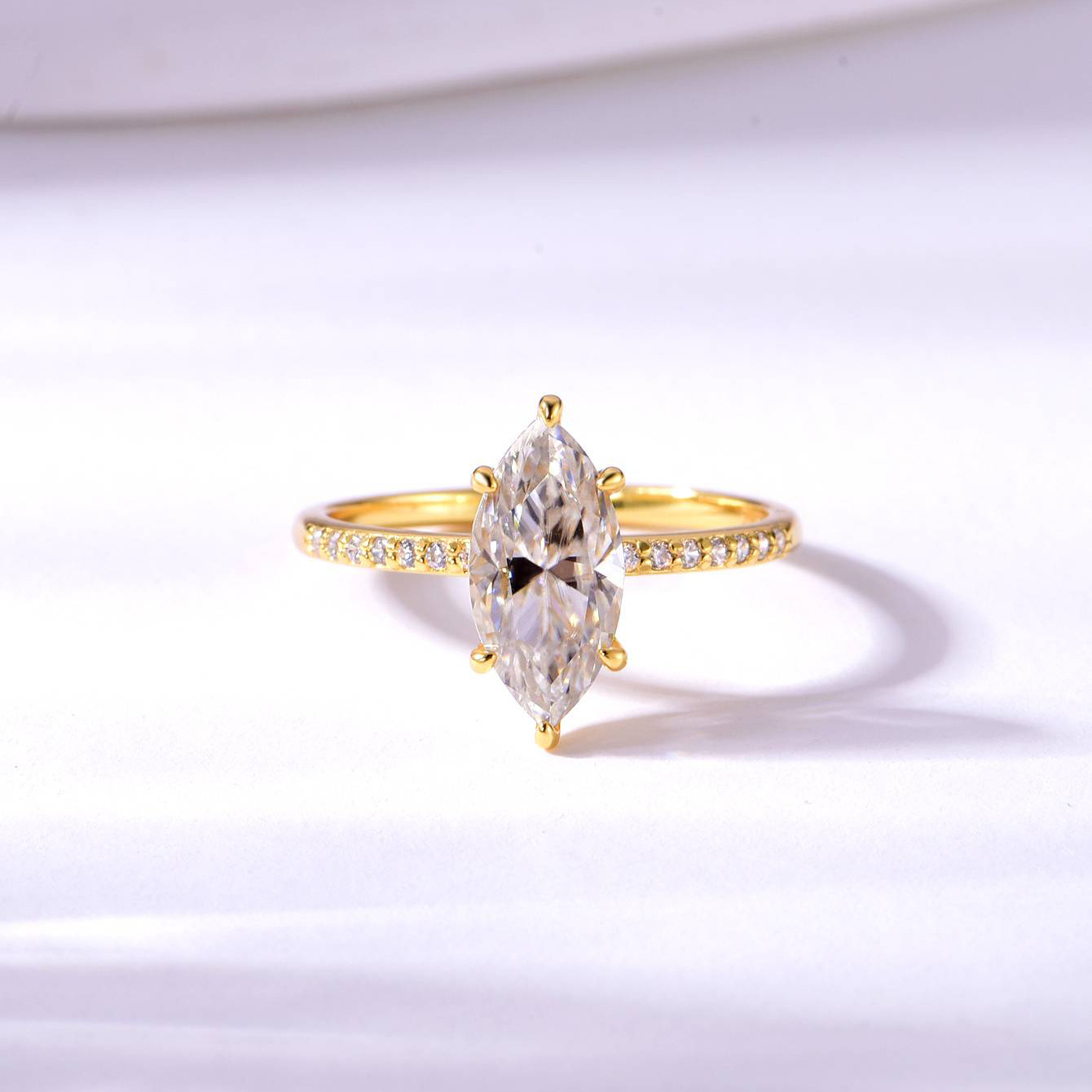 S925 Silver Marquise-Shaped Moissanite Ring Independent Station Hot-Selling Ring Simple Classic Moissanite Ring - Image 4
