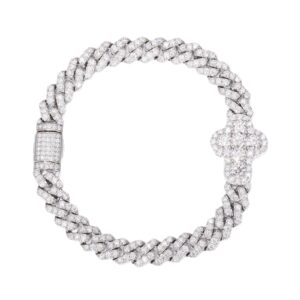 European and American Cross-Border Hip-Hop Single-Row Diamond-Shaped Silver Moissanite Cuban Bracelet, High-End Hot-Selling Accessory, Men's Bracelet Jewelry