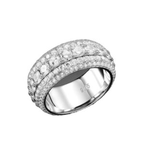 Hip-Hop Ring for Men, European and American Style, 925 Silver, Moissanite Diamond, Five-Row Full-Encrusted Vvs1D Color Trendy Geometric Ring