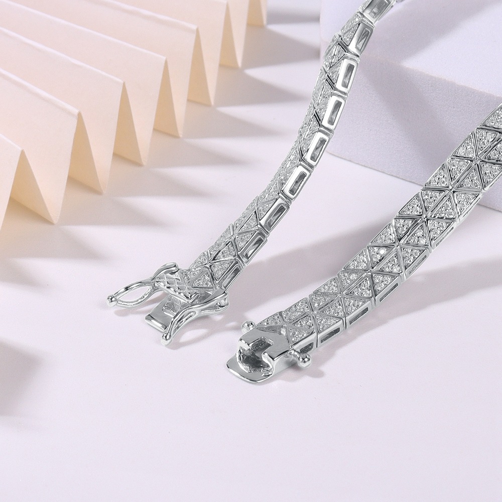 S925 Silver INS Hot Triangle Geometry Mosan Diamond Men's and Women's Personality Advanced Sense Hip Hop Elegant Accessories Bracelet - Image 3
