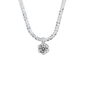 S925 Sterling Silver Sparkling Necklace with Moissanite Pendant, Korean Style Simple Clavicle Chain, Light Luxury, Fashionable and Versatile