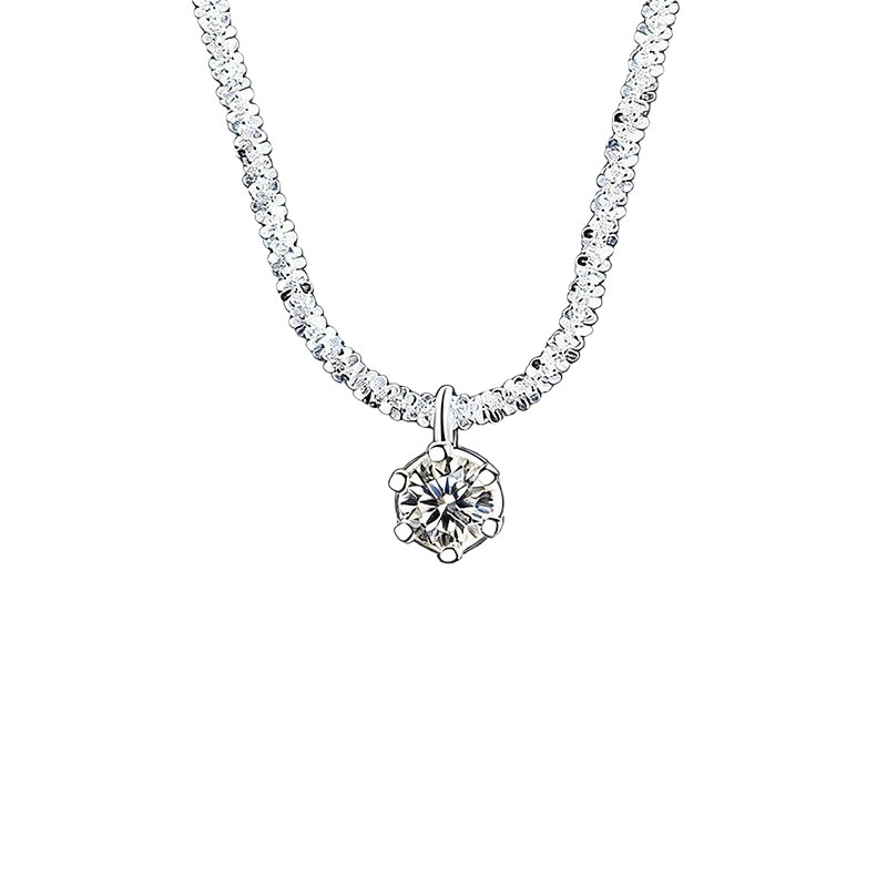 S925 Sterling Silver Sparkling Necklace with Moissanite Pendant, Korean Style Simple Clavicle Chain, Light Luxury, Fashionable and Versatile