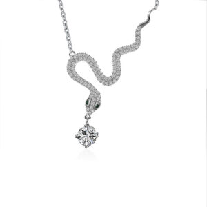 S925 Sterling Silver Mosane Pendant Silver Jewelry Sterling Silver Premium Autumn and Winter Jewelry Cross-border New Year of the Snake Necklace