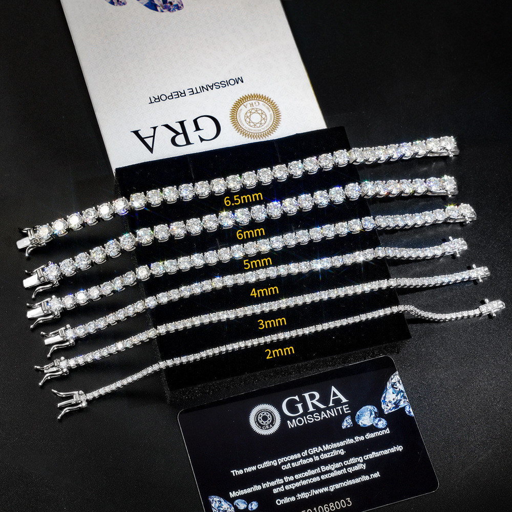 In-Stock S925 Silver Moissanite Single-Row Tennis Chain Bracelet and Necklace for Men and Women, 520 Gift for Girlfriend - Image 2