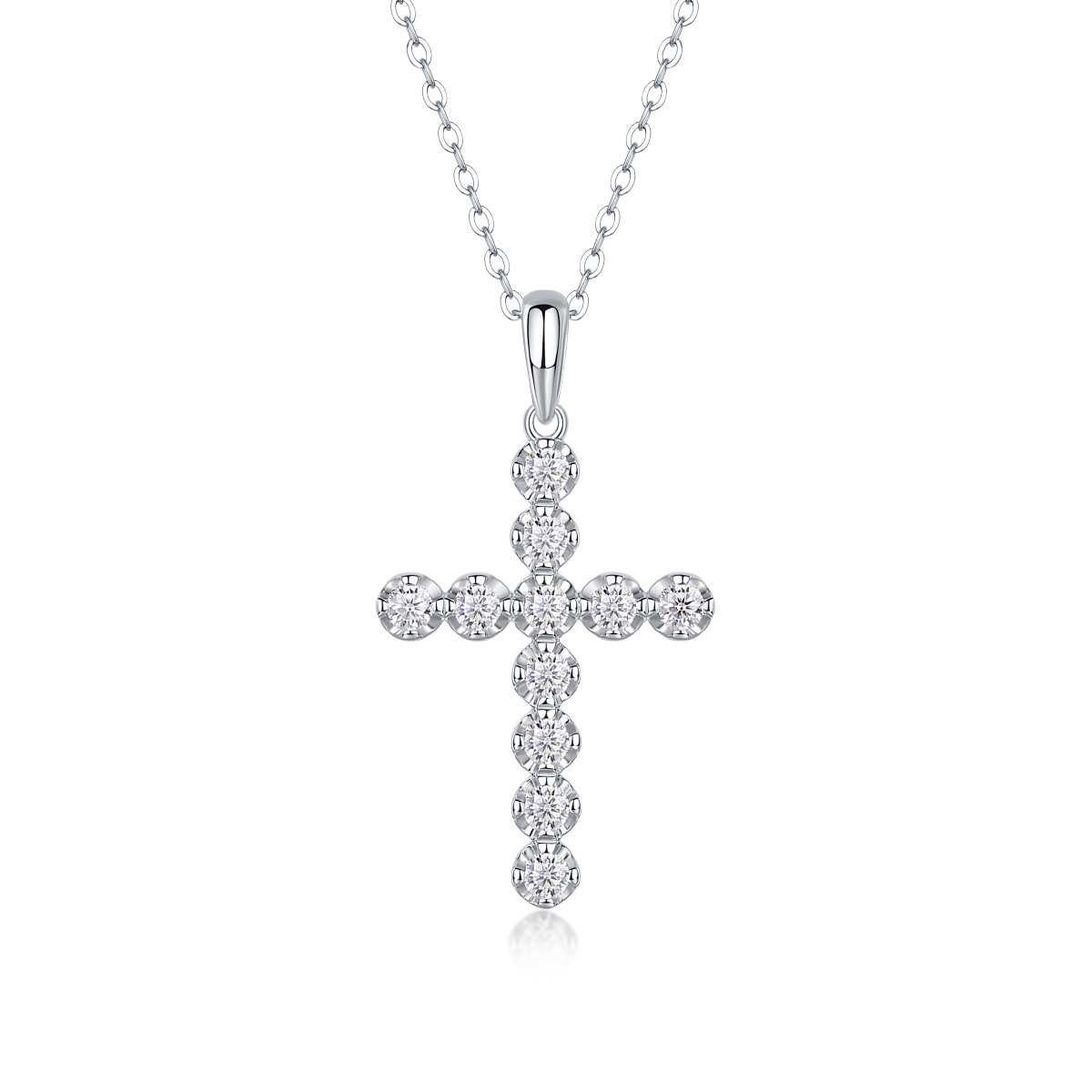 925 Silver Faith Pendant Necklace Fashionable Silver Jewelry Accessible Luxury High-End Moissanite Cross Clavicle Chain Wholesale - Image 4
