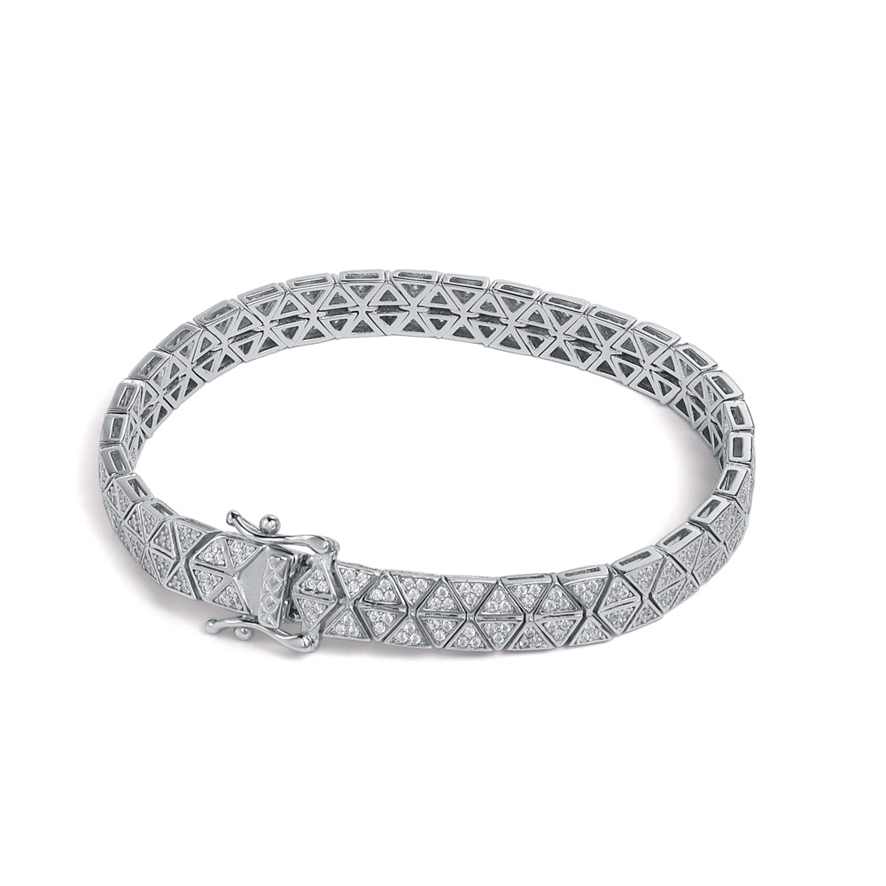 S925 Silver INS Hot Triangle Geometry Mosan Diamond Men's and Women's Personality Advanced Sense Hip Hop Elegant Accessories Bracelet - Image 5