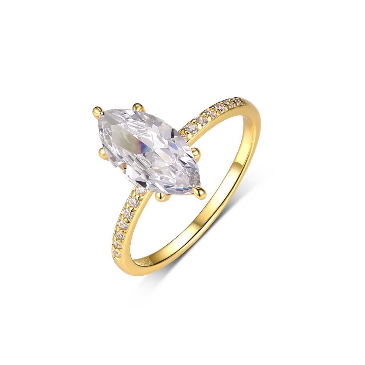 S925 Silver Marquise-Shaped Moissanite Ring Independent Station Hot-Selling Ring Simple Classic Moissanite Ring - Image 2