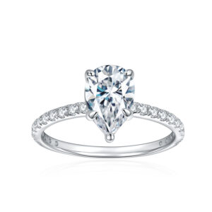 Yuntong Jewelry Cross-border Foreign Trade Hot Selling Drop-shaped 6*9mm Pear-shaped All-Moissanite Silver Plating 18k Gold Ring