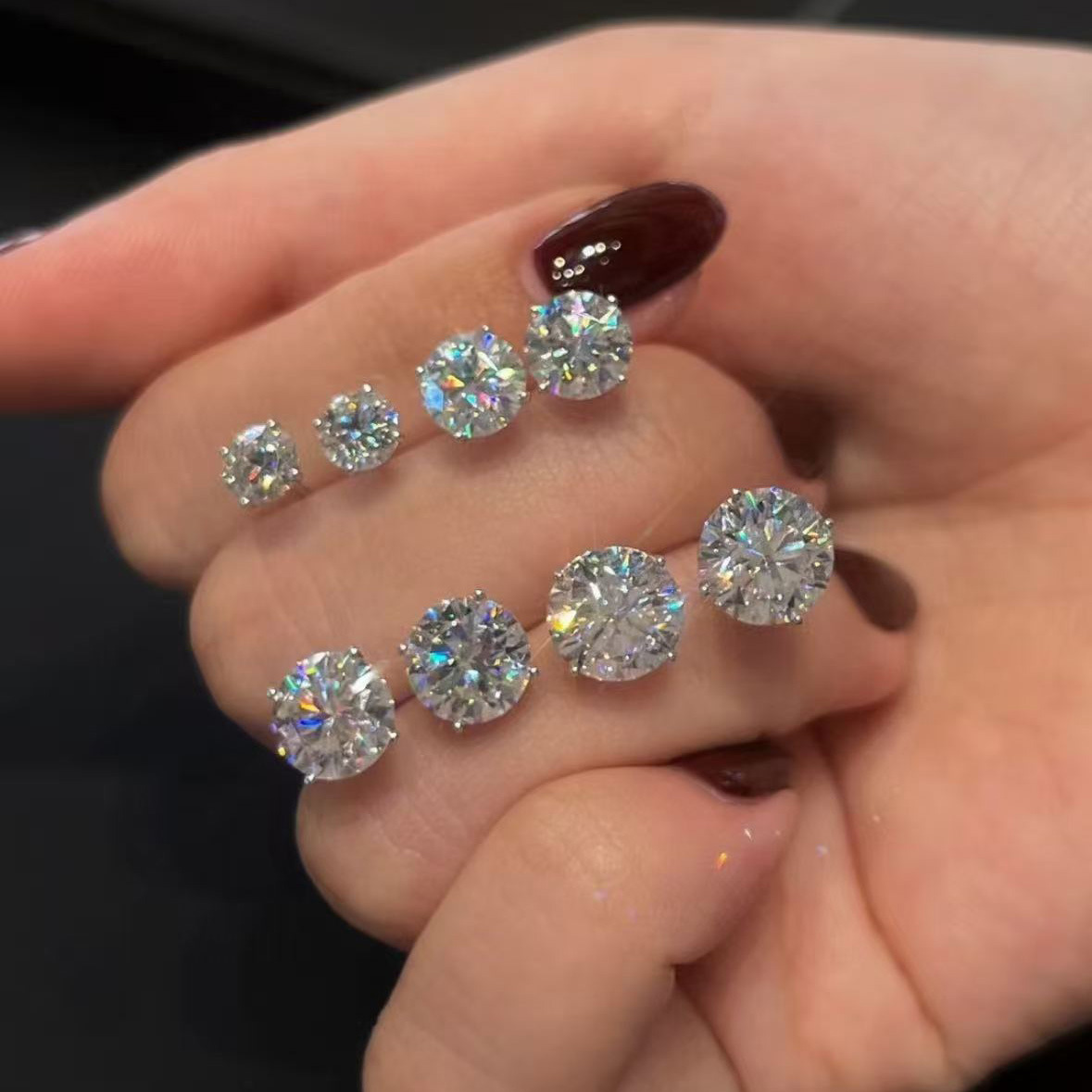 S925 Sterling Silver Six-Prong Moissanite Earrings, High-End, Classic, Simple, Versatile Women's Earrings, Wholesale in Stock - Image 2