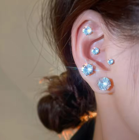 S925 Sterling Silver Six-Prong Moissanite Earrings, High-End, Classic, Simple, Versatile Women's Earrings, Wholesale in Stock - Image 3