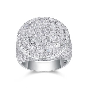 European and American Amazon Cross-Border Wide Band Large Carat Ring, 925 Silver Moissanite Ring, High-End and Classy Men's Ring