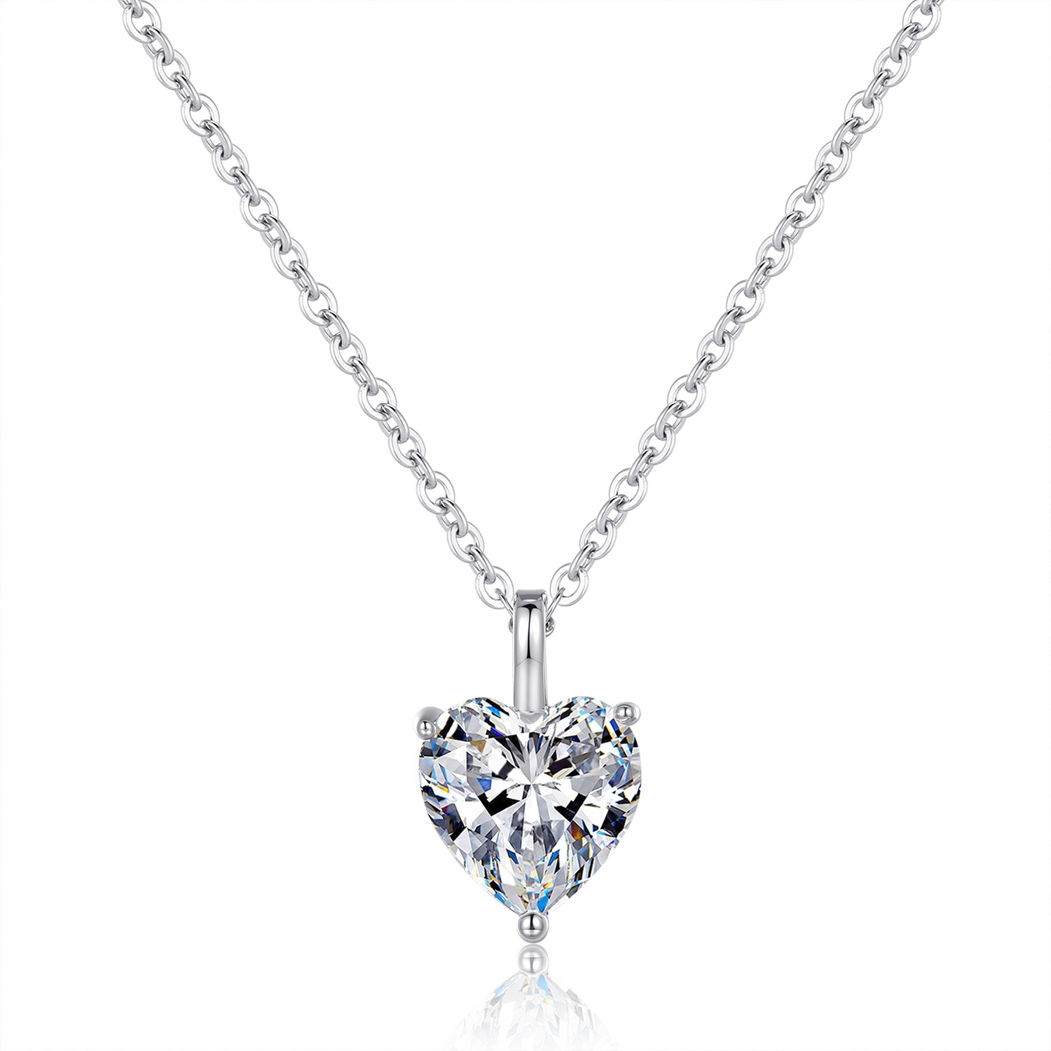 European and American Best-Selling Sterling Silver Pendant Water Drop Heart-Shaped Pigeon Egg Moissanite Necklace 0.05kg Carat Women's Setting Wholesale - Image 14