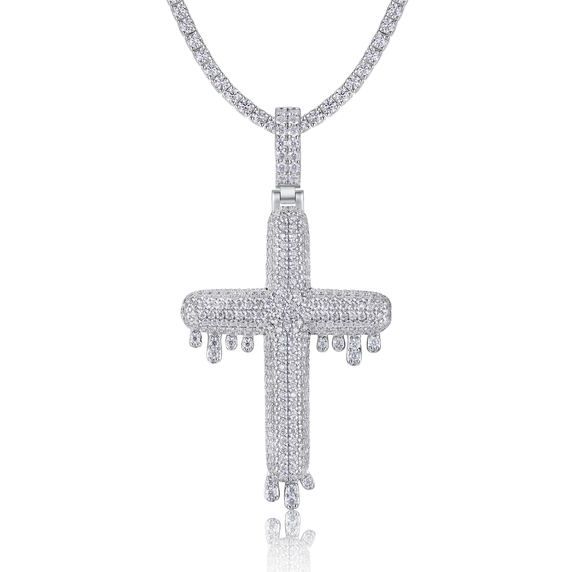 Cross-Border S925 Silver Inlaid Moissanite Pendant, Large and Bold, Can Be Worn with a Tennis Chain, Moissanite Tennis Necklace - Image 11