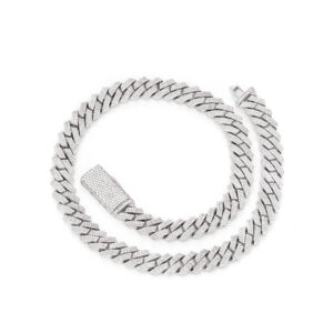Western Hip-Hop Style 12mm Triple-Row Diamond-Cut Cuban Link Chain – Brass Inlaid with VVS-Grade Moissanite