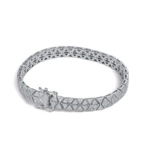 S925 Silver INS Hot Triangle Geometry Mosan Diamond Men's and Women's Personality Advanced Sense Hip Hop Elegant Accessories Bracelet