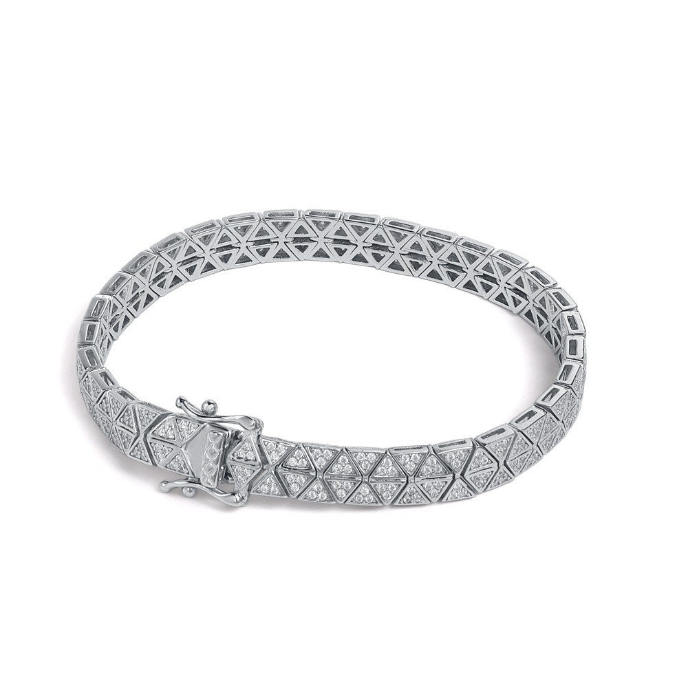 S925 Silver INS Hot Triangle Geometry Mosan Diamond Men's and Women's Personality Advanced Sense Hip Hop Elegant Accessories Bracelet