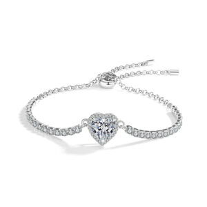 Cross-Border Hot-Selling S925 Silver Bracelet Bracelet Moissanite Heart-Shaped Simple Fashion Women's Model Factory Direct Sales Douyin Live Broadcast