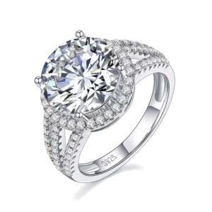 Sterling silver ring female 5 karat luxury princess round bag moissanite high carbon stone diamond ring empty holder cross-border supply wholesale