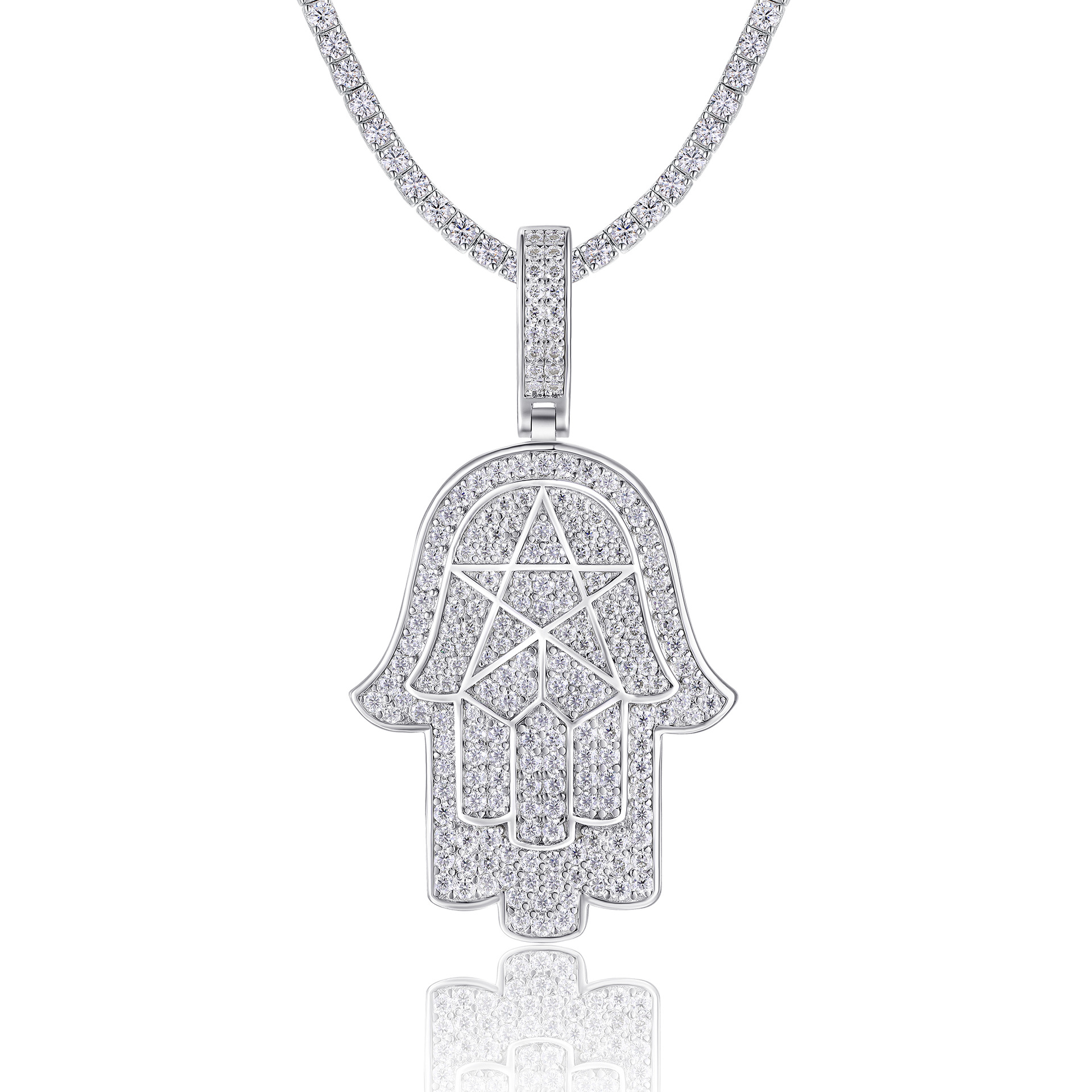 Cross-Border S925 Silver Inlaid Moissanite Pendant, Large and Bold, Can Be Worn with a Tennis Chain, Moissanite Tennis Necklace - Image 16