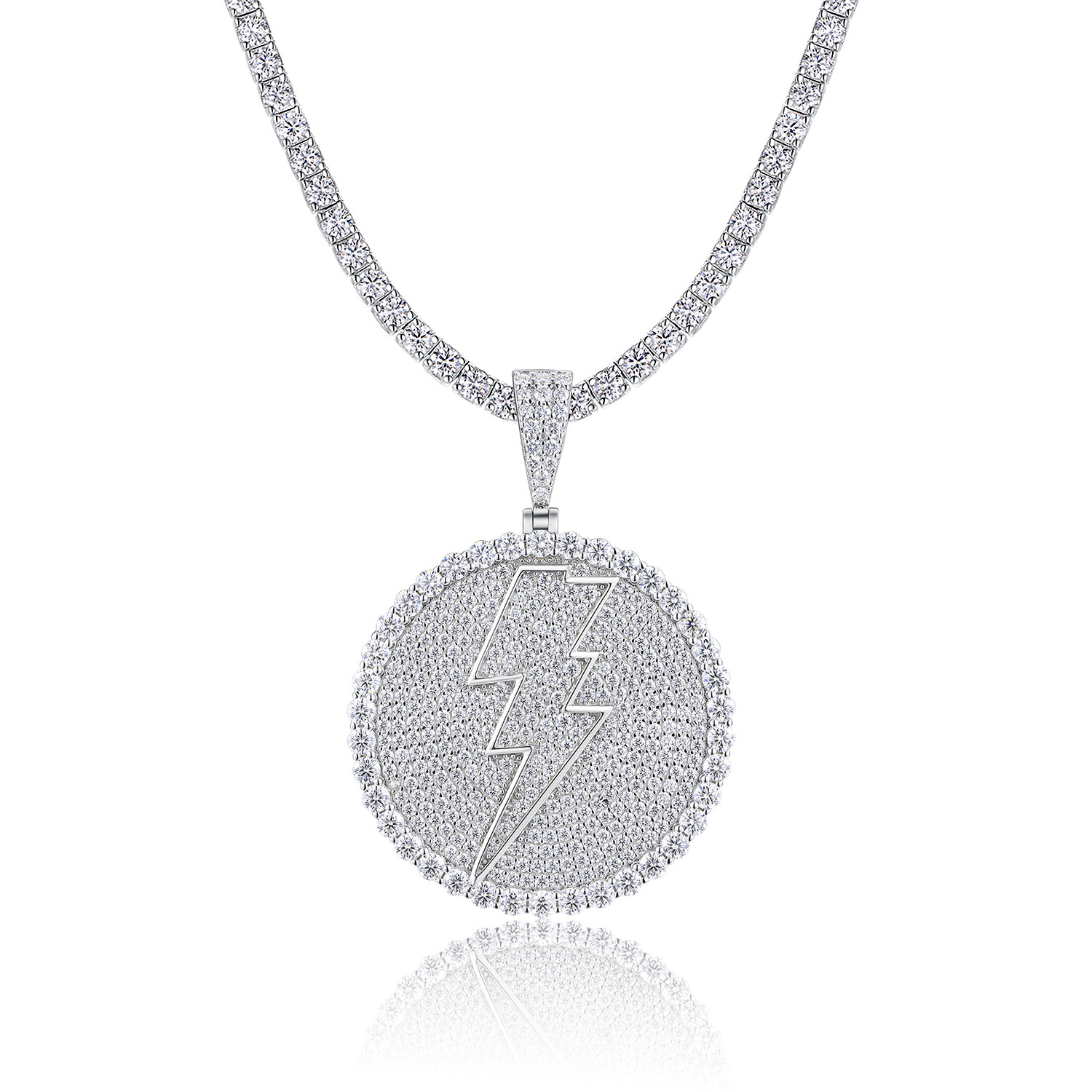 Cross-Border S925 Silver Inlaid Moissanite Pendant, Large and Bold, Can Be Worn with a Tennis Chain, Moissanite Tennis Necklace
