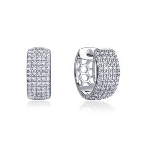 Aurora Pavé Huggie Hoop D Color VVS Moissanite Earrings s925 silver