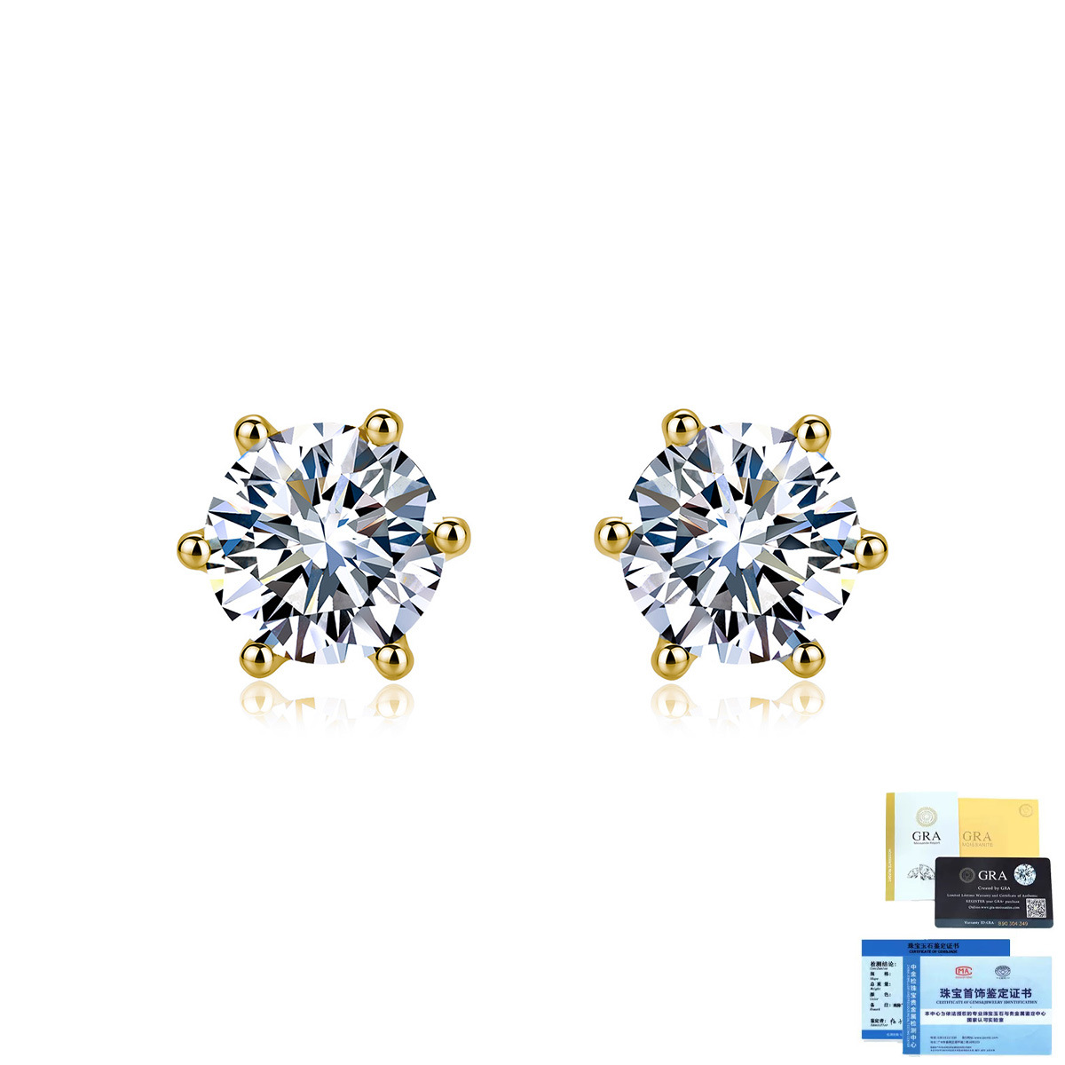 S925 Sterling Silver Six-Prong Moissanite Earrings, High-End, Classic, Simple, Versatile Women's Earrings, Wholesale in Stock - Image 8