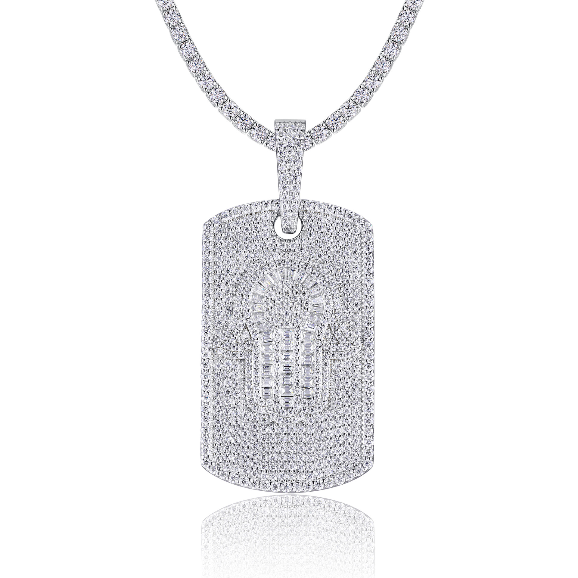 Cross-Border S925 Silver Inlaid Moissanite Pendant, Large and Bold, Can Be Worn with a Tennis Chain, Moissanite Tennis Necklace - Image 20