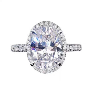 Pigeon egg diamond ring sterling silver oval ring female three 5 karat moissanite high carbon stone luxury imitation vacuum holder wholesale