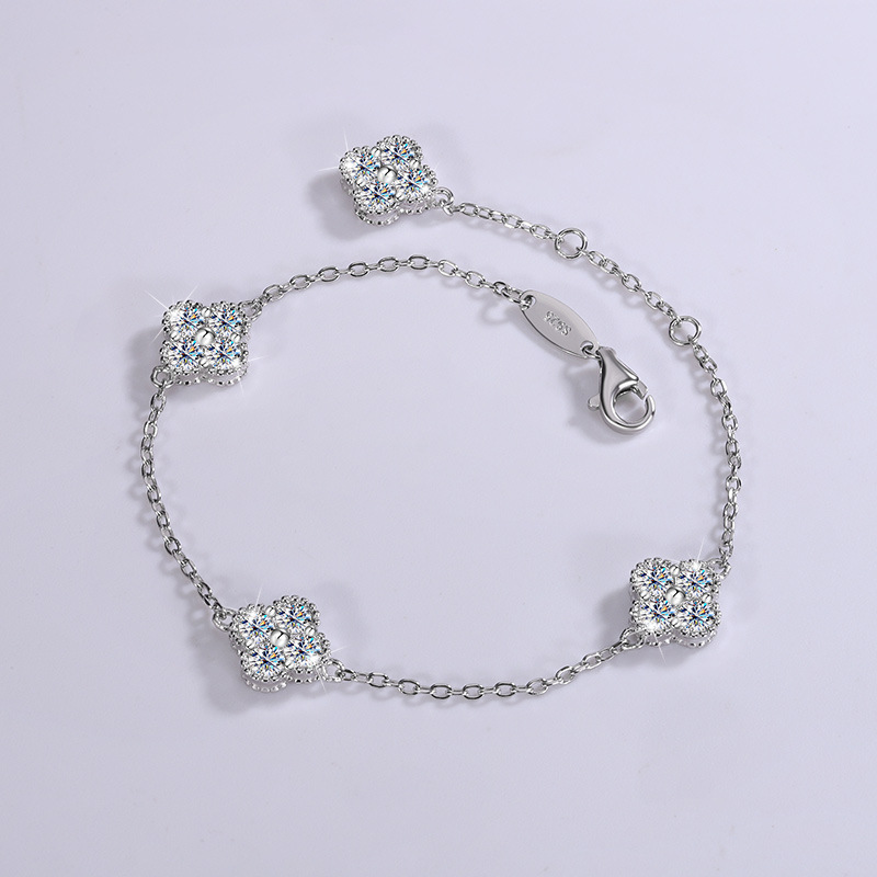 S925 Silver Mosan Diamond Bracelet Women's Diamond Light Luxury Small Elegant Gift Live Factory Wholesale Supply Cross-border - Image 4
