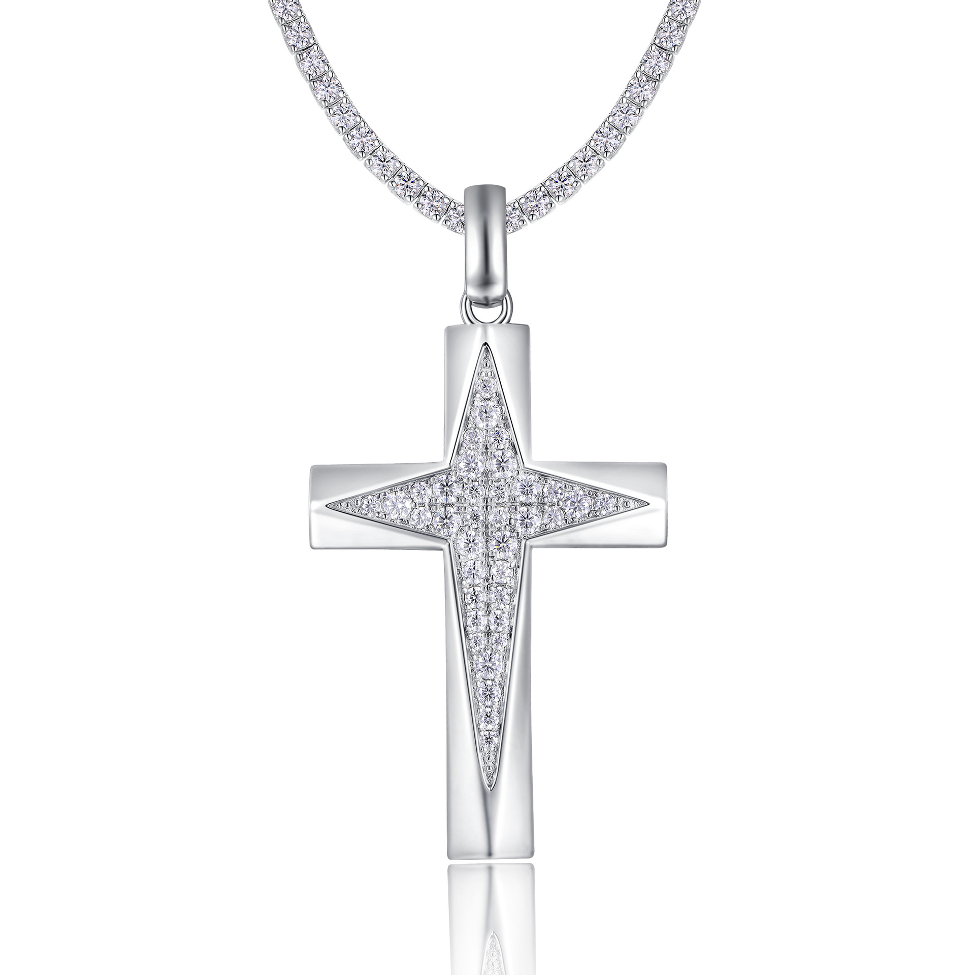 Cross-Border S925 Silver Inlaid Moissanite Pendant, Large and Bold, Can Be Worn with a Tennis Chain, Moissanite Tennis Necklace - Image 12