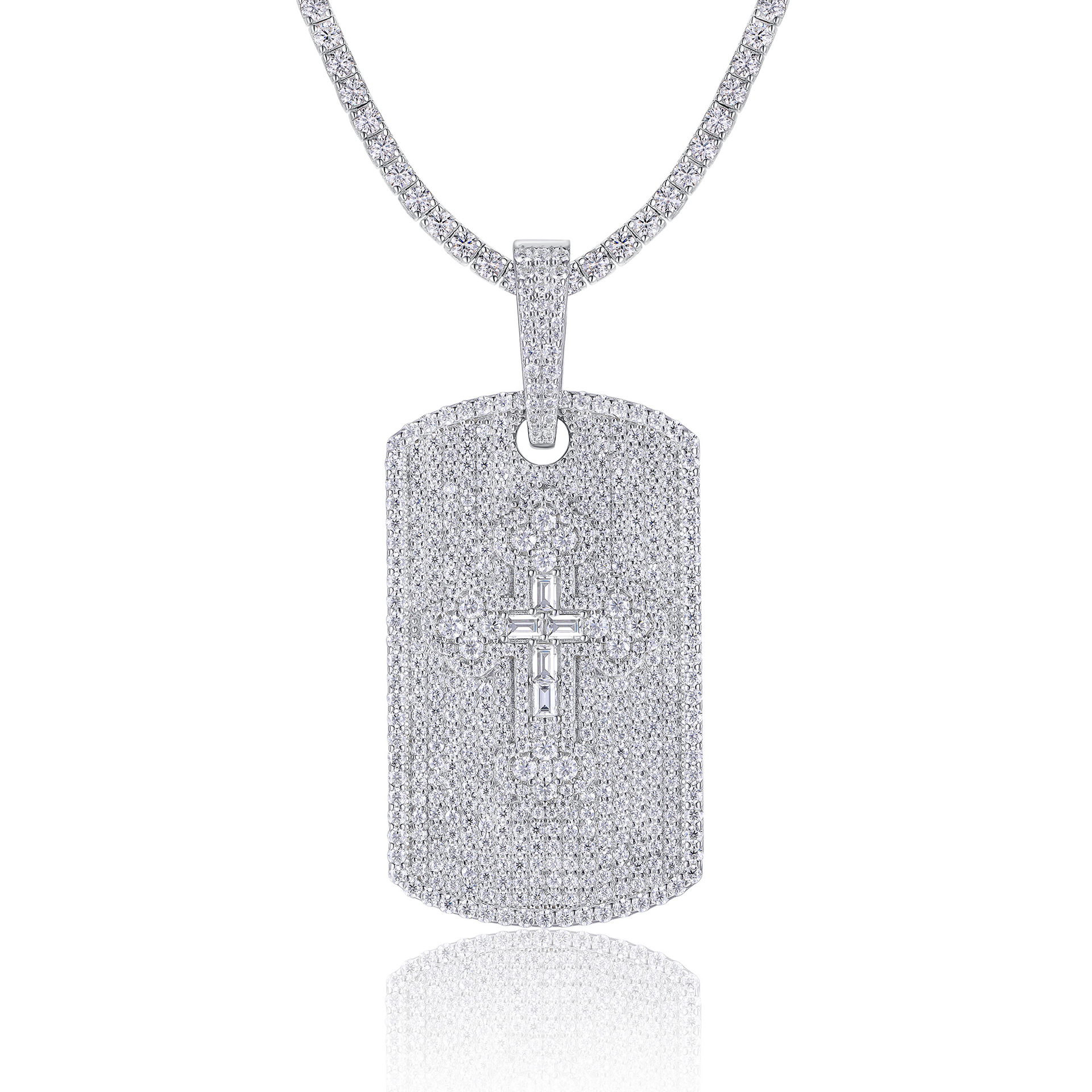 Cross-Border S925 Silver Inlaid Moissanite Pendant, Large and Bold, Can Be Worn with a Tennis Chain, Moissanite Tennis Necklace - Image 21