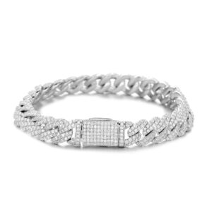copper European and American Hip-Hop Cross-Border 10mm New Moissanite  Bracelet Bubble Cuban Chain Personalized Trendy Brand Jewelry Accessories