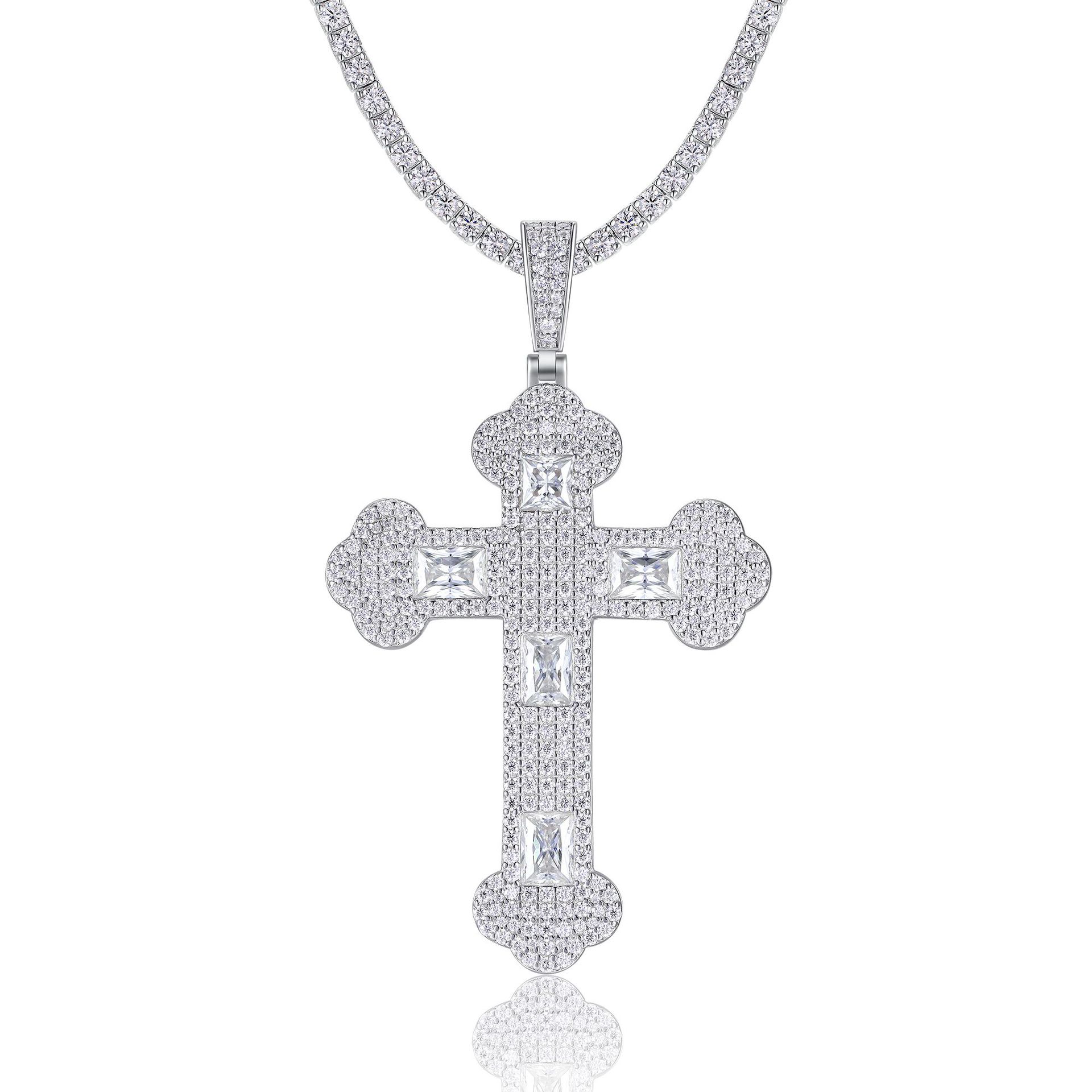 Cross-Border S925 Silver Inlaid Moissanite Pendant, Large and Bold, Can Be Worn with a Tennis Chain, Moissanite Tennis Necklace - Image 13