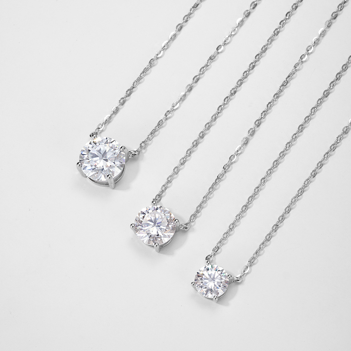 S925 Silver Moissanite Four-Prong Necklace, Factory Direct Supply, Light Luxury and Elegant Everyday Jewelry - Image 3