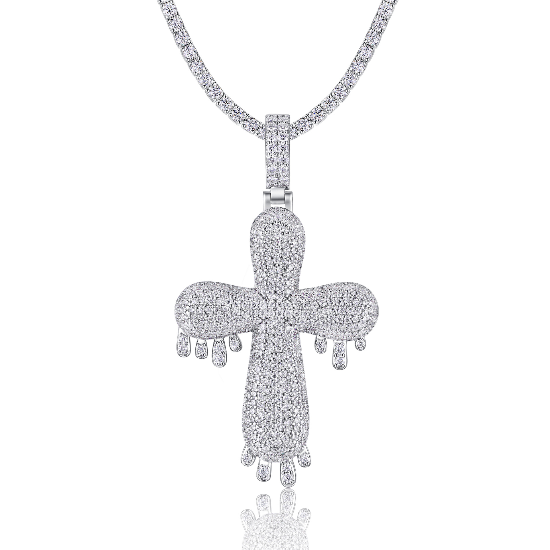 Cross-Border S925 Silver Inlaid Moissanite Pendant, Large and Bold, Can Be Worn with a Tennis Chain, Moissanite Tennis Necklace - Image 8