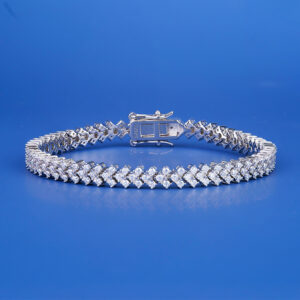 Cross-Border Moissanite Bracelet Ins Niche Design Girls Silver Single Row Tennis Chain Heart Simple Elegant Hand Jewelry